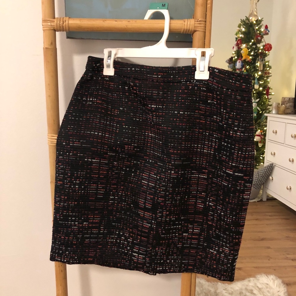 LOFT Petite Black and Red “Tweed” Skirt